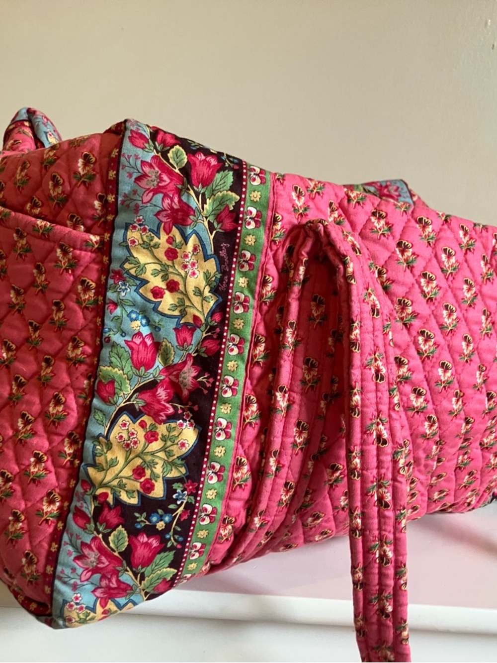 Vintage Vera Bradley Pink Pansy Duffle Bag - Picture 6 of 11